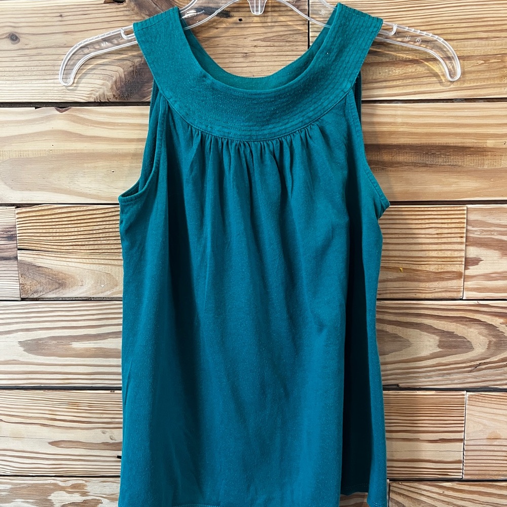 Express Green and Blue Tank Top with Gathered Detail